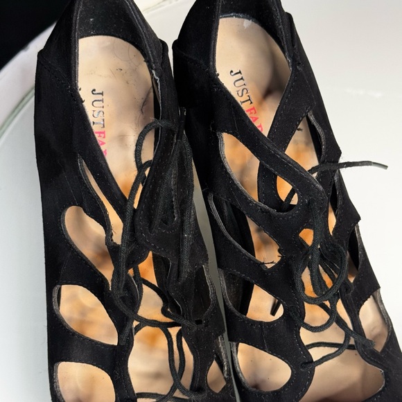 Chic Black Lace-Up Women's Heels - Picture 3 of 5